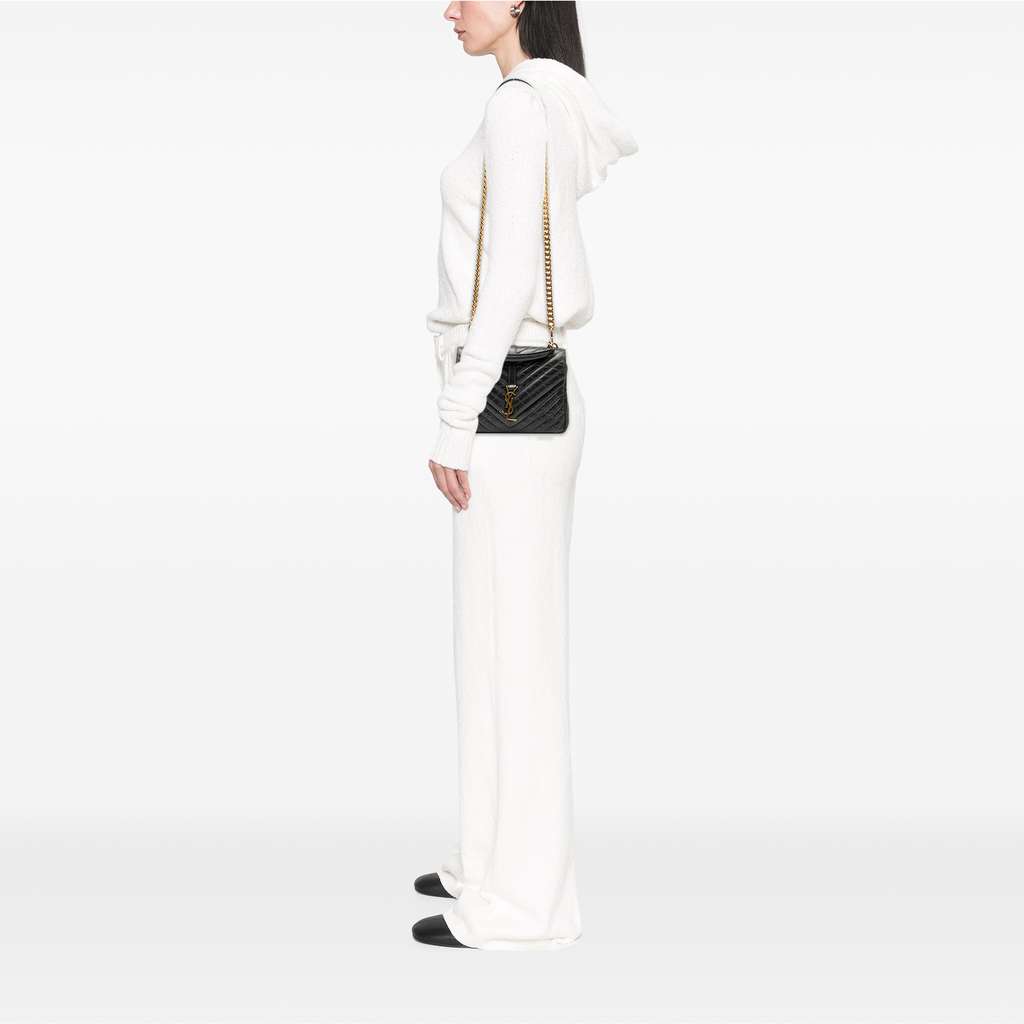 Saint Laurent Medium Chevron Sheepskin Monogram College Satchel - Detail 2