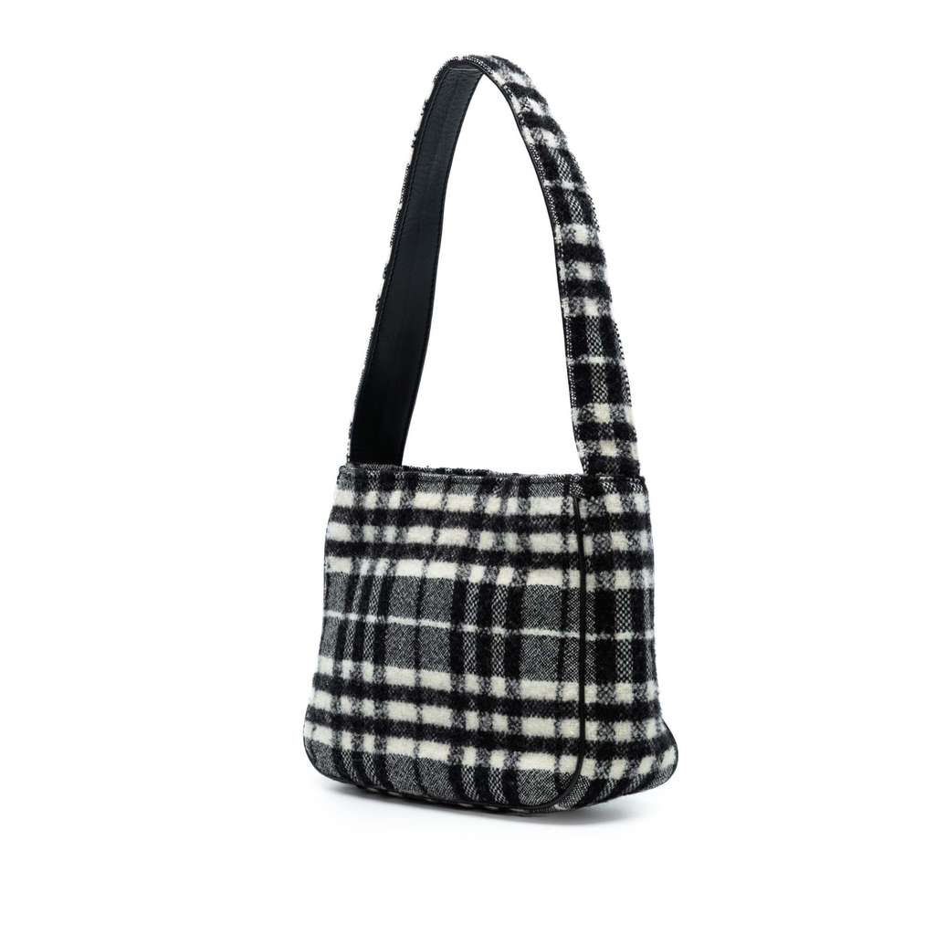 Burberry Vintage Check Wool Shoulder Bag - Back view