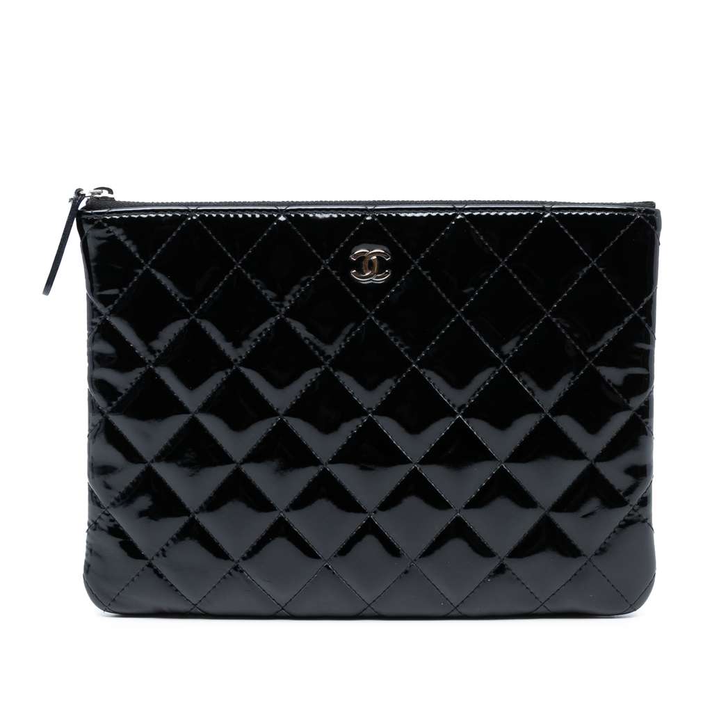 Chanel Medium Quilted Patent O Case Clutch