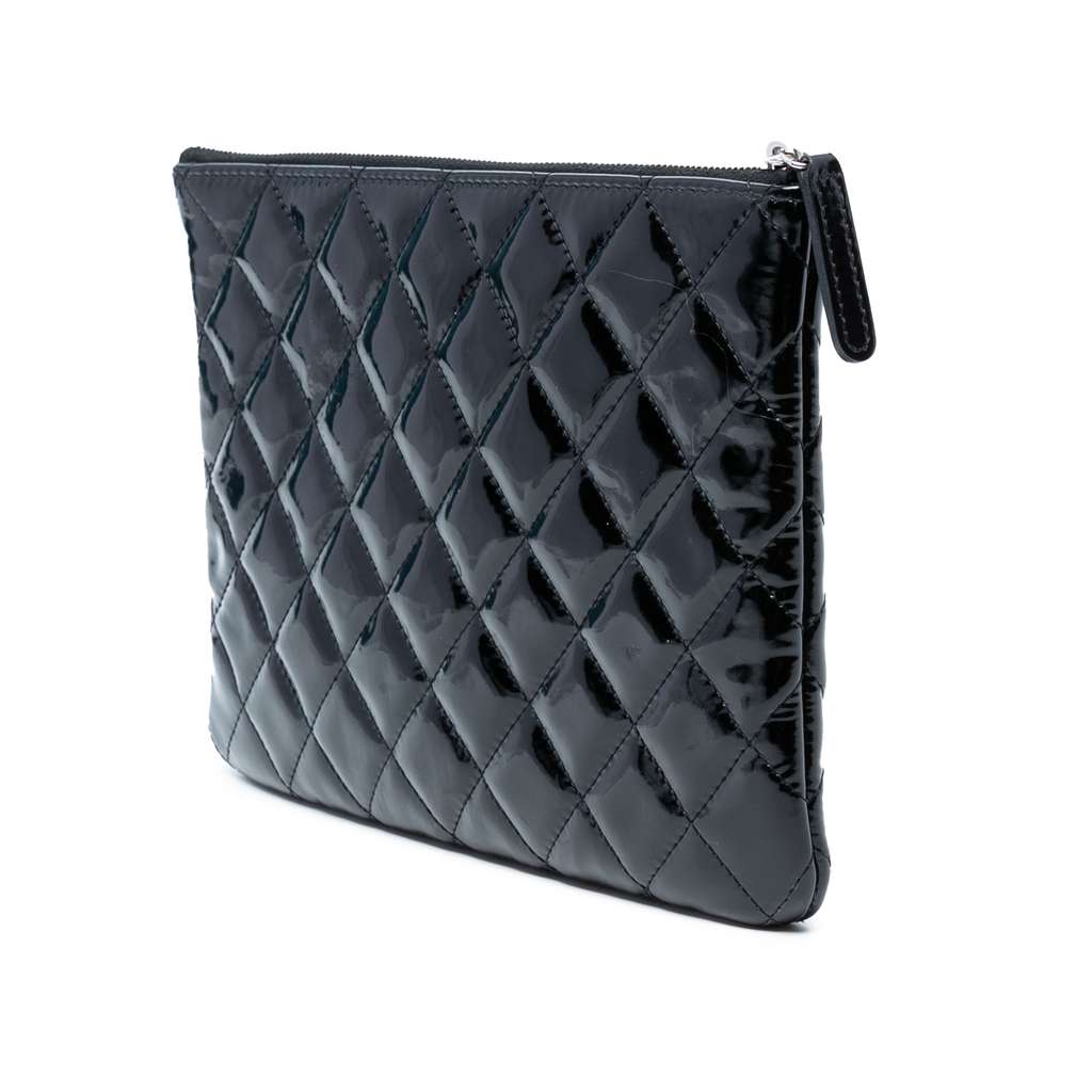 Chanel Medium Quilted Patent O Case Clutch - Back view