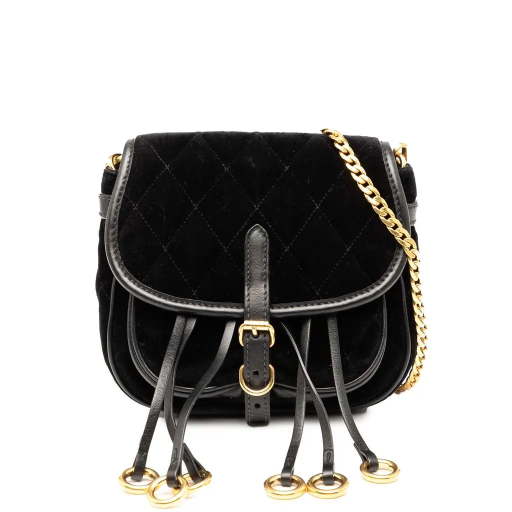 Prada Impuntu Velluto Corsaire Crossbody Black Velvet Very good - Front View