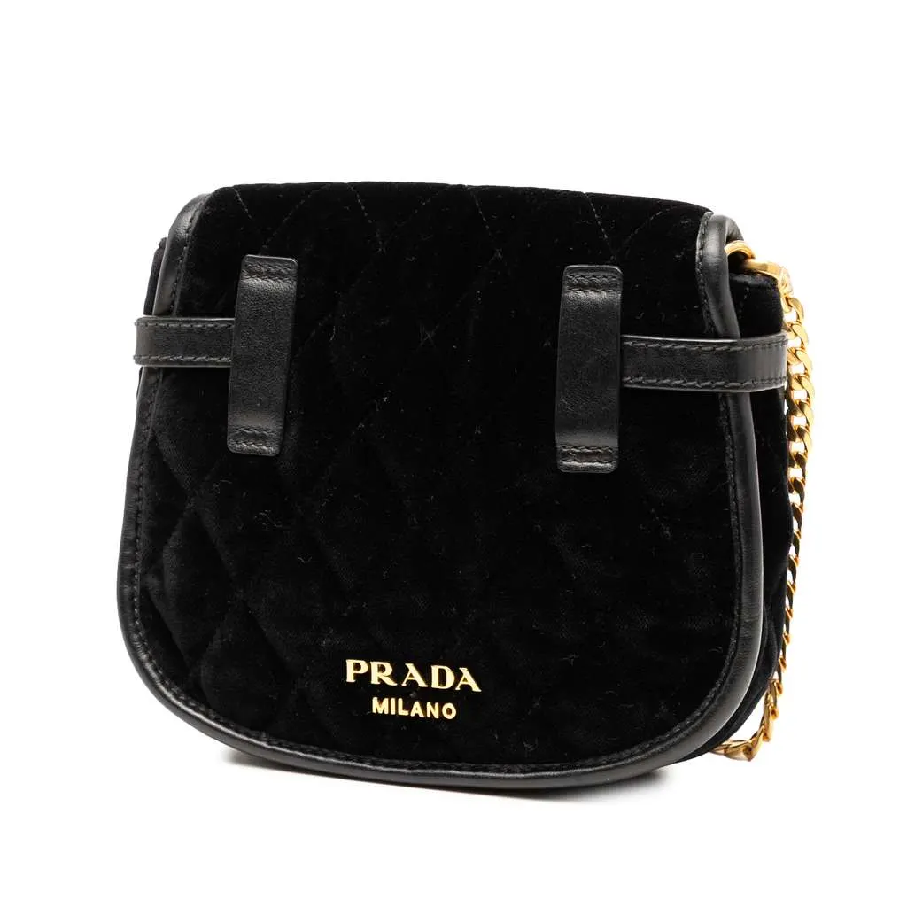 Prada Impuntu Velluto Corsaire Crossbody Black Velvet Very good - Back View