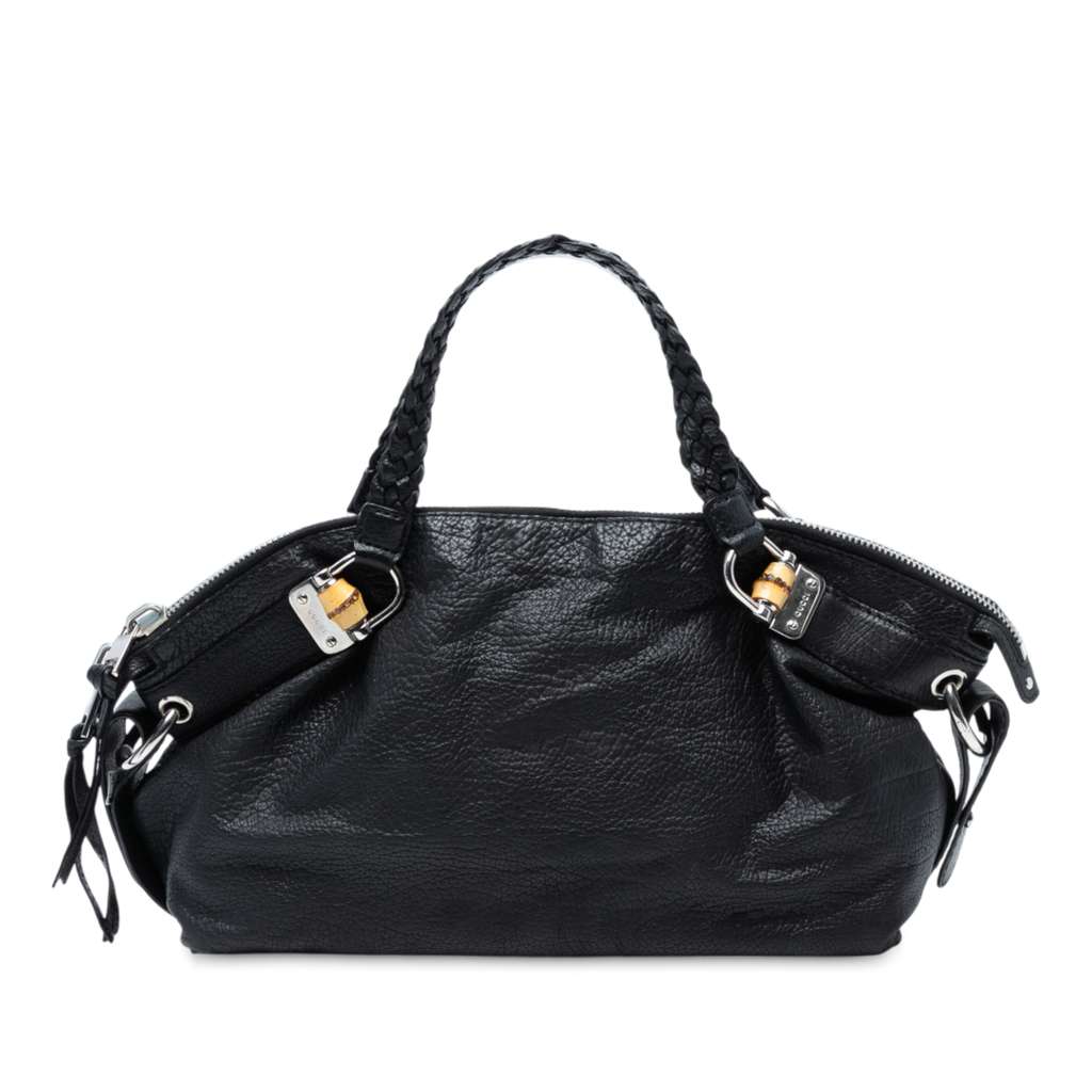 Gucci Medium Leather Bamboo Bar Tote