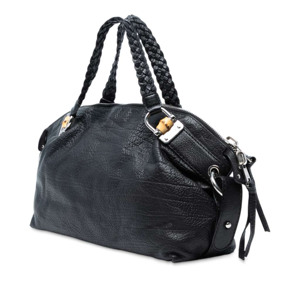 Gucci Medium Leather Bamboo Bar Tote - Back view