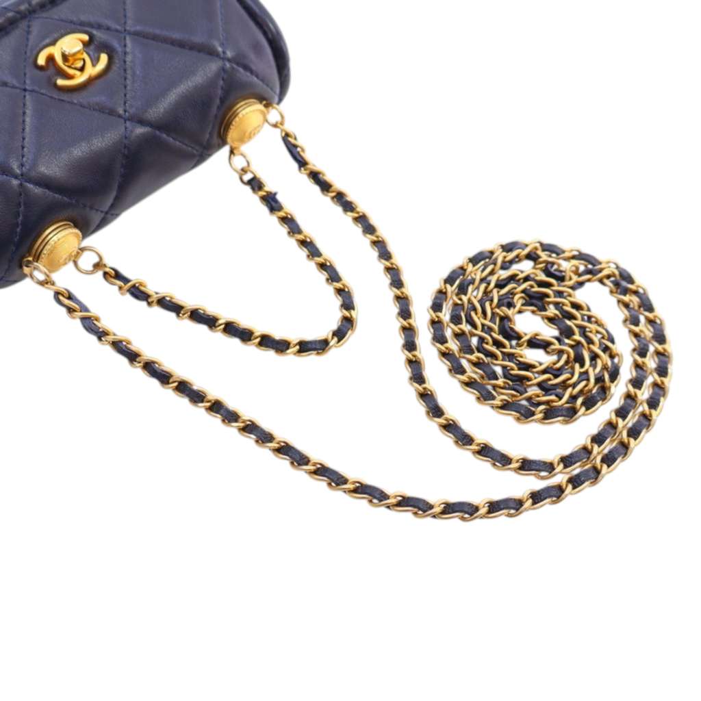 Chanel Mini Quilted Shiny Lambskin Button On Top Flap - Image 16