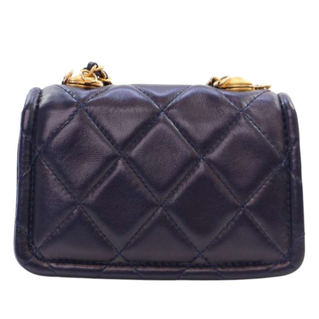 Chanel Mini Quilted Shiny Lambskin Button On Top Flap - 4