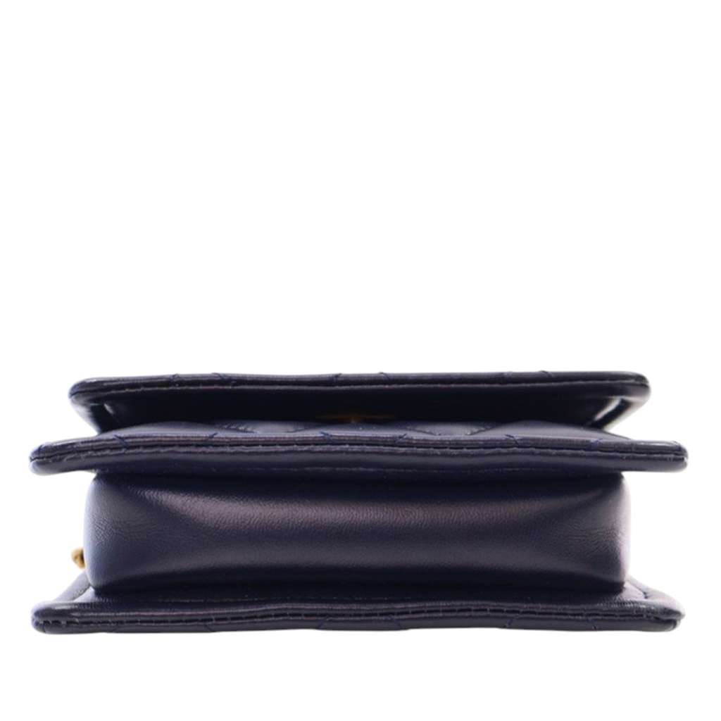 Chanel Mini Quilted Shiny Lambskin Button On Top Flap - Side view