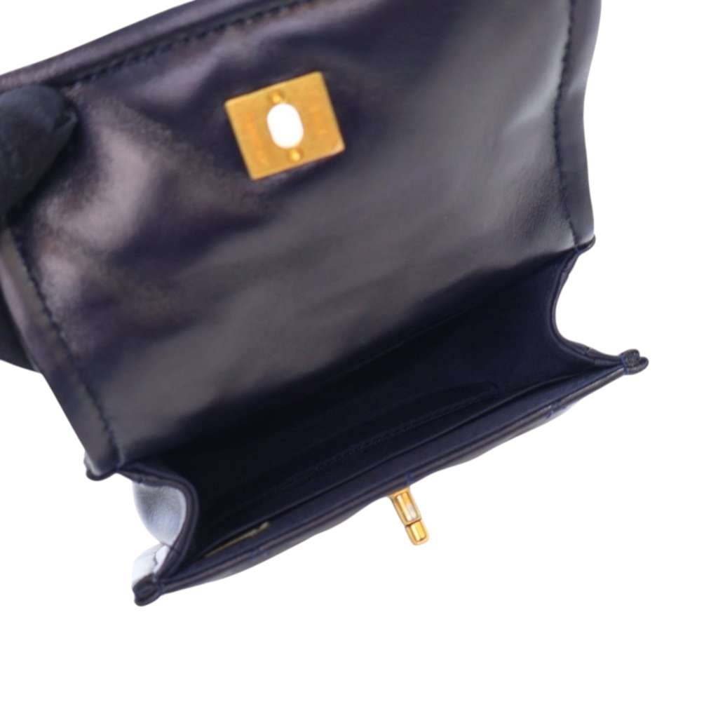 Chanel Mini Quilted Shiny Lambskin Button On Top Flap - Detail 1