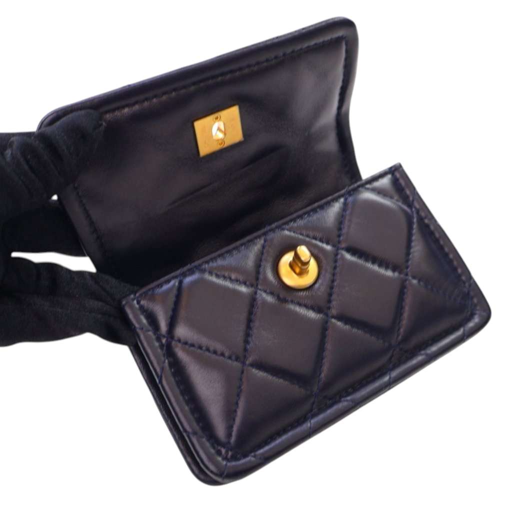 Chanel Mini Quilted Shiny Lambskin Button On Top Flap - Image 10