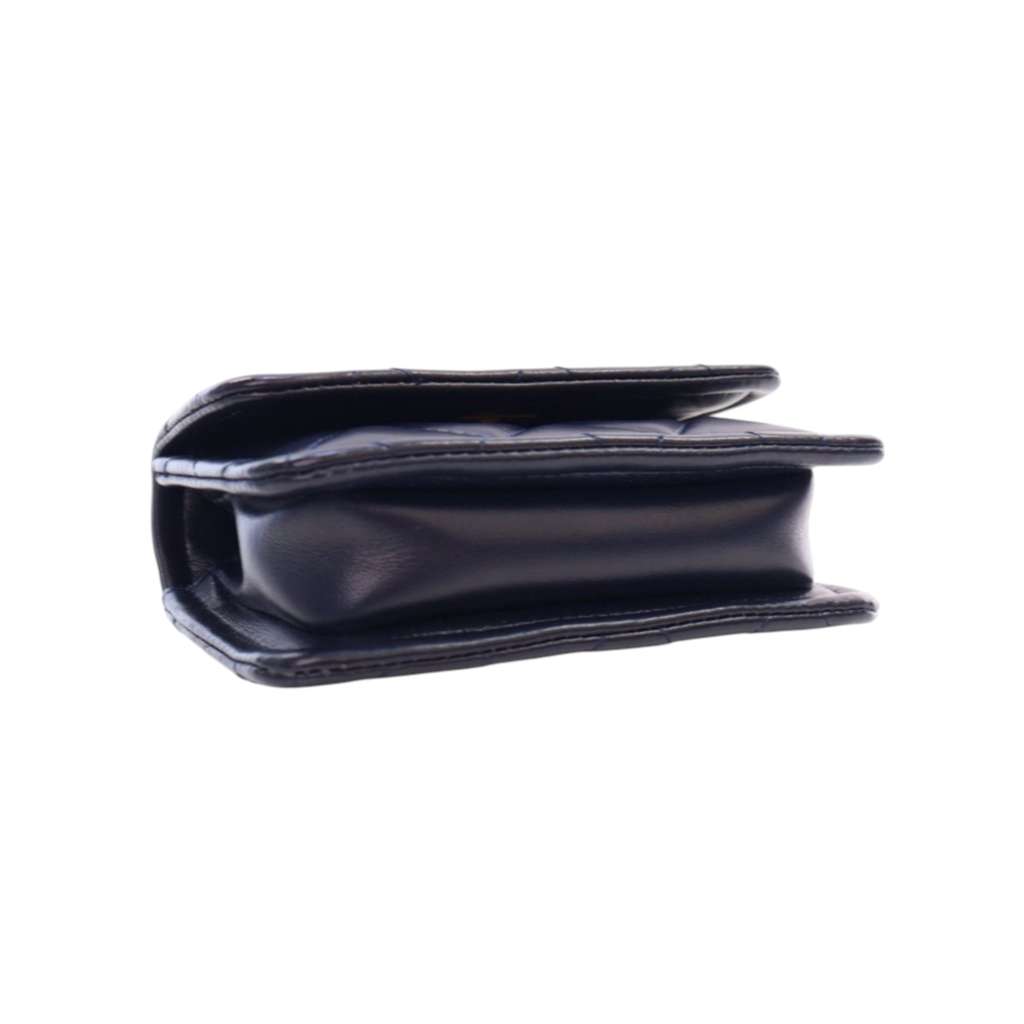 Chanel Mini Quilted Shiny Lambskin Button On Top Flap - Image 12