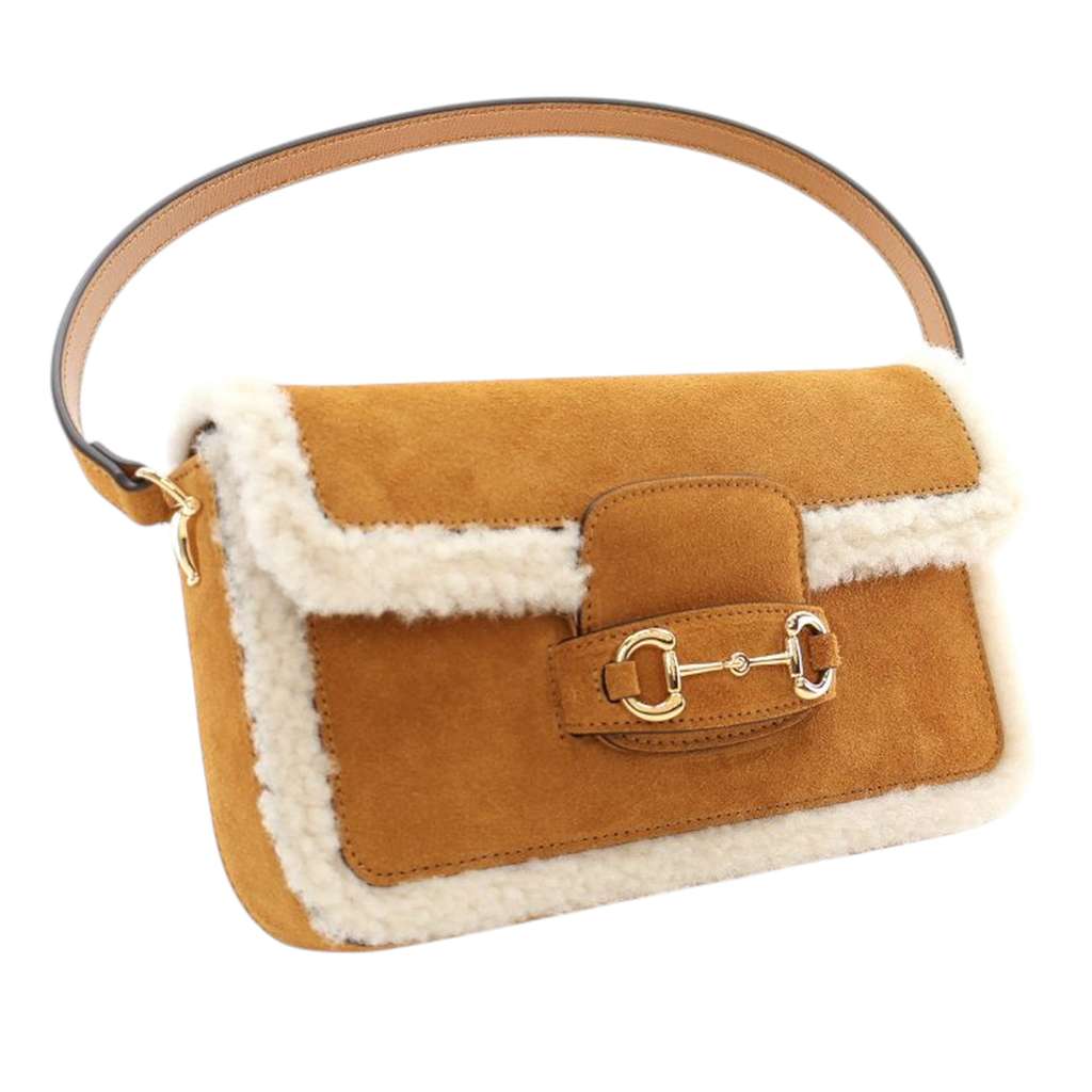Gucci Mini Shearling Suede 1955 Horsebit Handbag - Back view