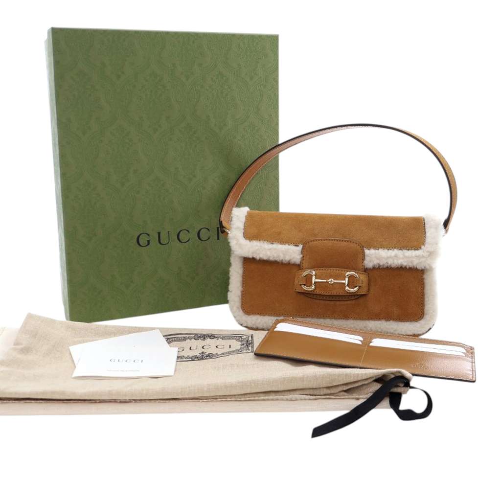 Gucci Mini Shearling Suede 1955 Horsebit Handbag - Image 14