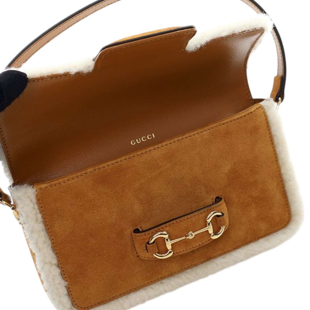 Gucci Mini Shearling Suede 1955 Horsebit Handbag - Detail 1
