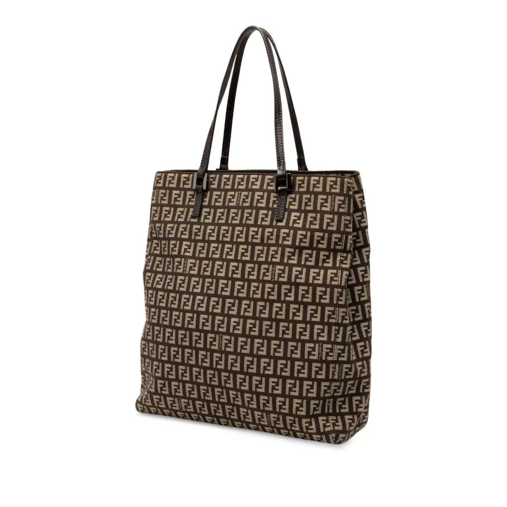 Fendi Zucchino Canvas Tote Brown Canvas Good - Back View