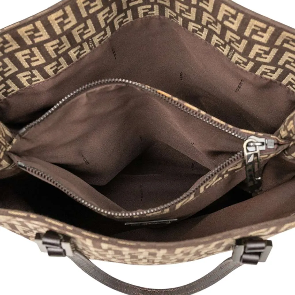 Fendi Zucchino Canvas Tote Brown Canvas Good - Model View