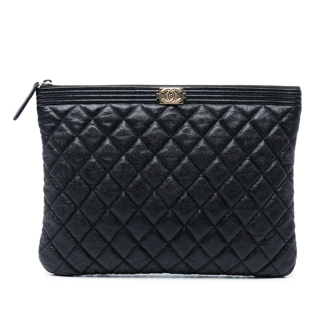 Chanel Medium Quilted Caviar Boy O Case Clutch
