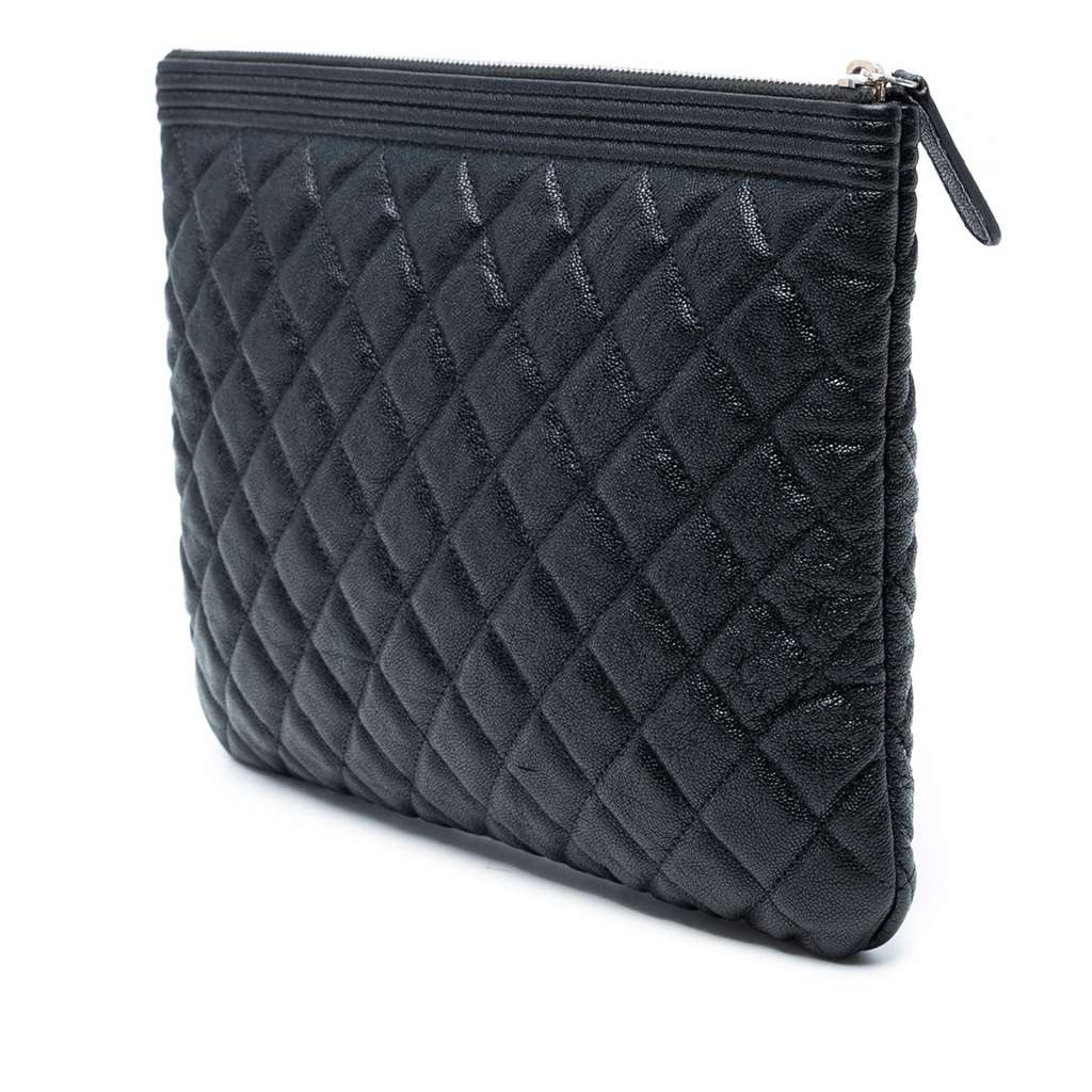 Chanel Medium Quilted Caviar Boy O Case Clutch - Back view