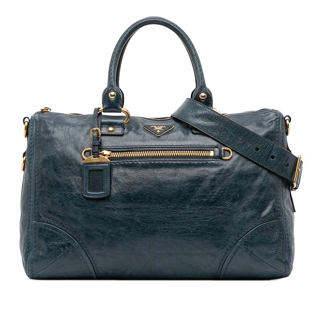 Prada Vitello Shine Zip Top Satchel