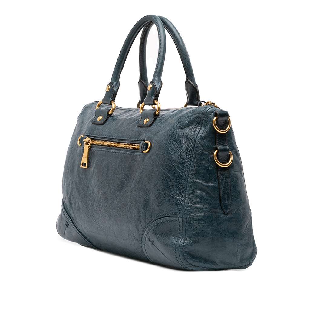 Prada Vitello Shine Zip Top Satchel - Back view