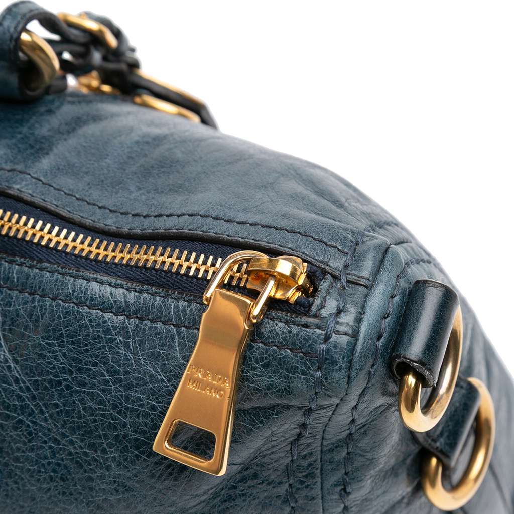 Prada Vitello Shine Zip Top Satchel - Image 11