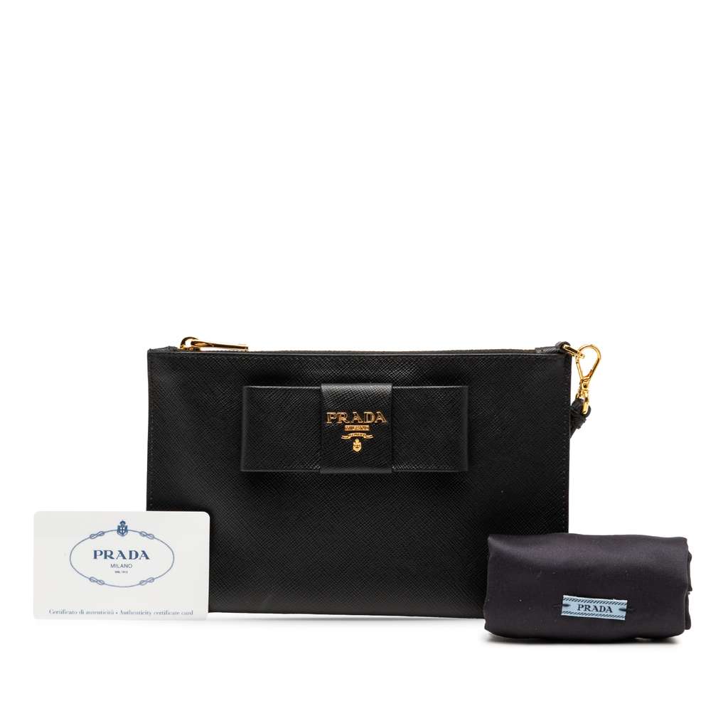 Prada Saffiano Bow Clutch - Image 11