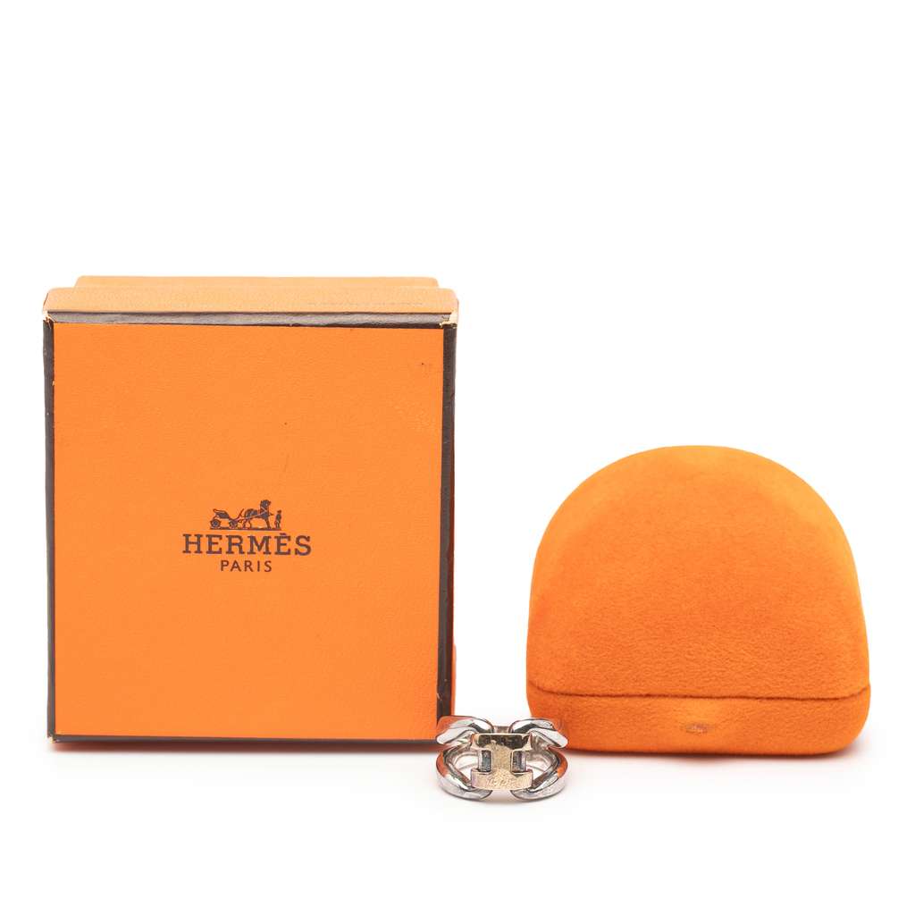 Hermès Sterling Silver and 18K Yellow Gold History Ring - Detail 1