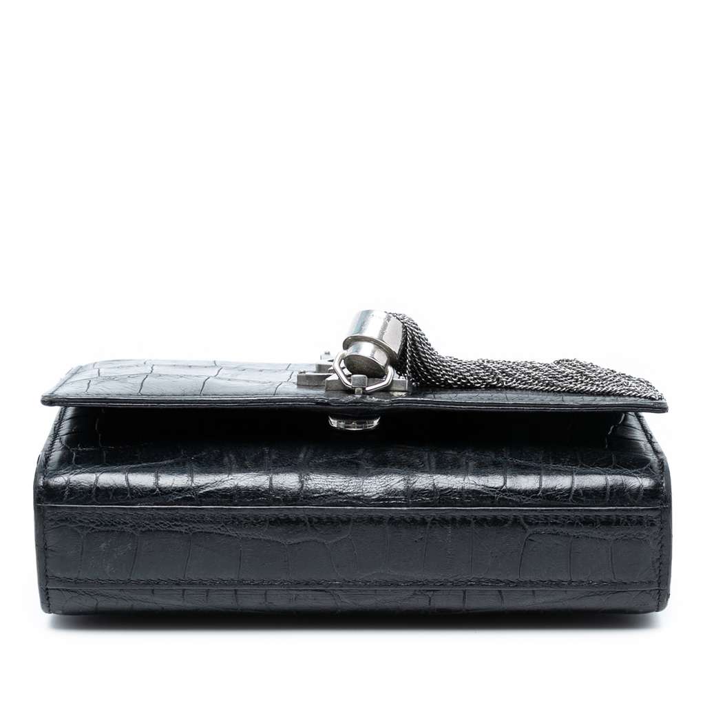 Saint Laurent Small Croc Embossed Leather Monogram Kate Tassel Crossbody - Image 6