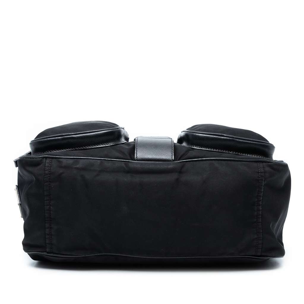 Prada Saffiano Trimmed Tessuto Buckle Messenger Bag - Image 6