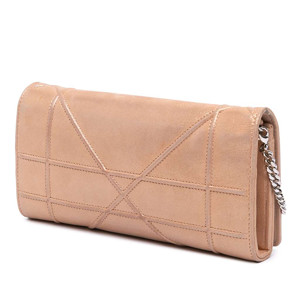 Dior Metallic Grained Calfskin Diorama Wallet on Chain - Back view