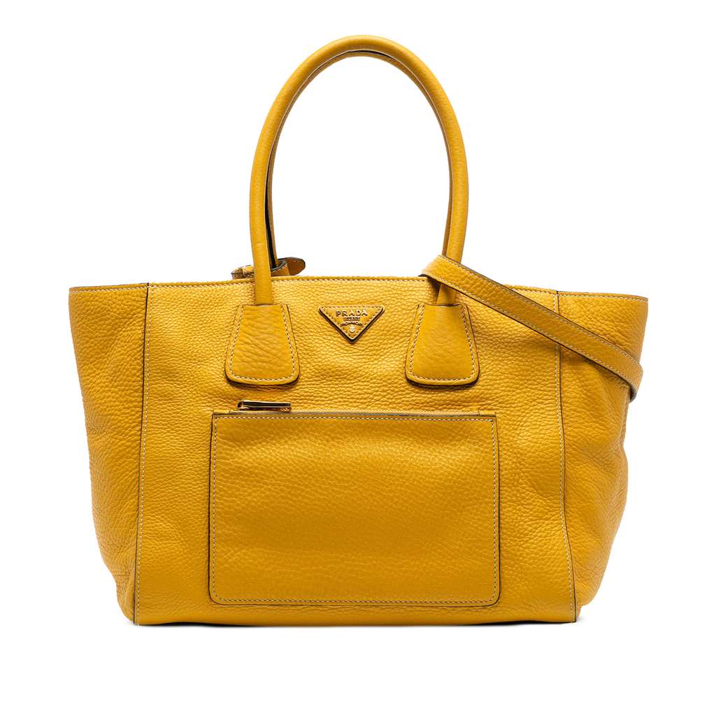 Prada Vitello Daino Front Pocket Open Convertible Tote