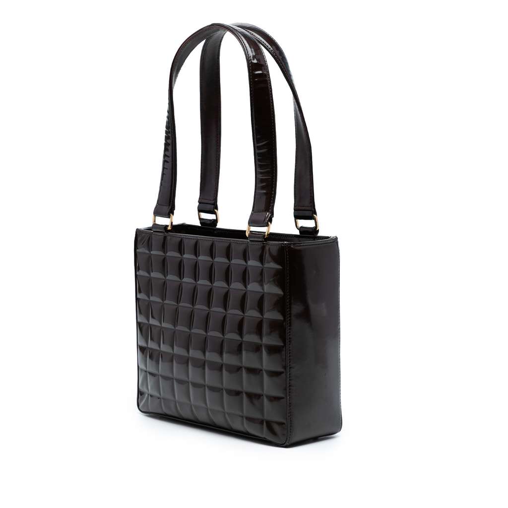 Chanel CC Chocolate Bar Patent Shoulder Bag - Back view