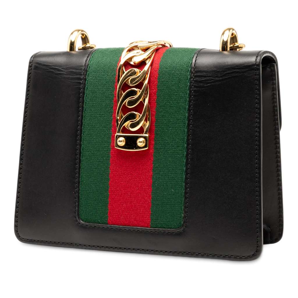 Gucci Mini Leather Web Sylvie Chain Crossbody - Back view