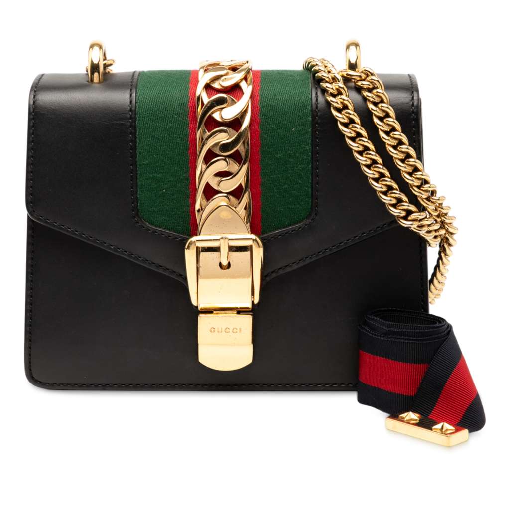 Gucci Mini Leather Web Sylvie Chain Crossbody - Image 10