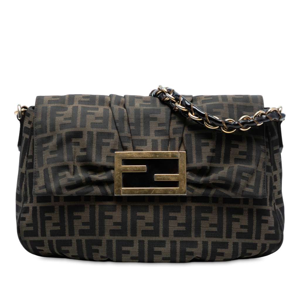 Fendi Zucca Canvas Mia Flap Shoulder Bag