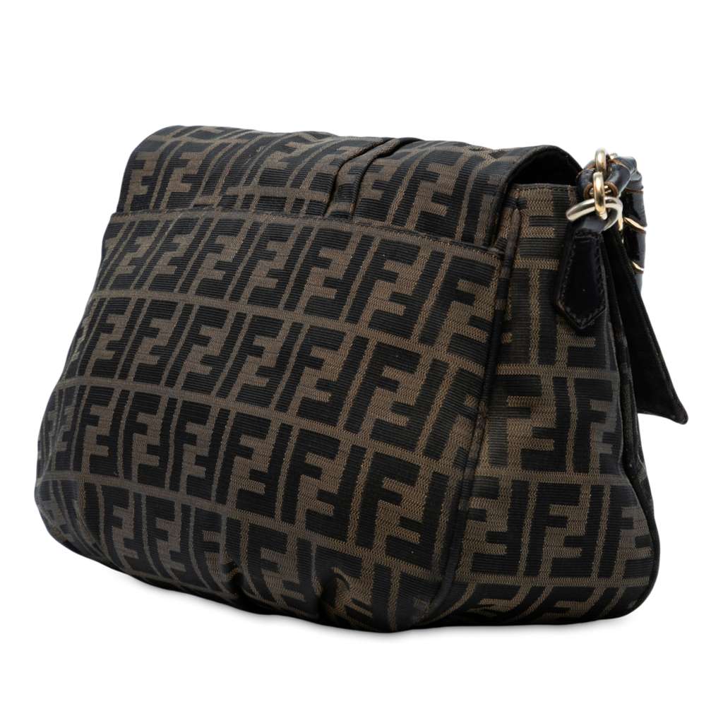 Fendi Zucca Canvas Mia Flap Shoulder Bag - Back view