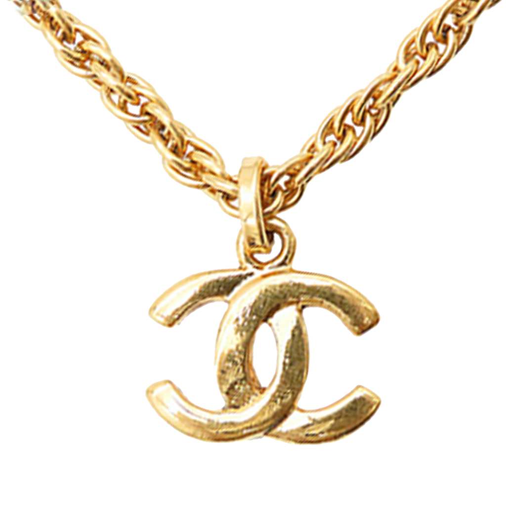 Chanel Gold Plated CC Pendant Chain Necklace - Back view