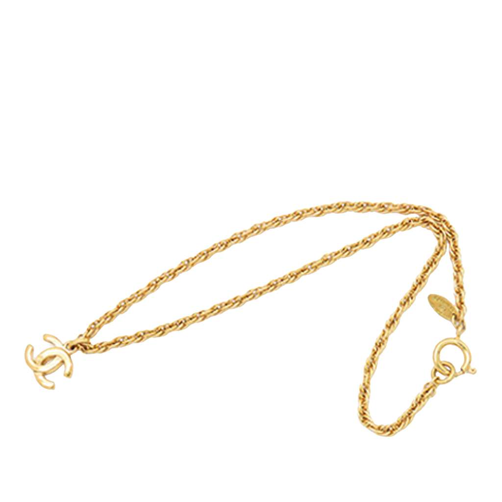 Chanel Gold Plated CC Pendant Chain Necklace - Image 10