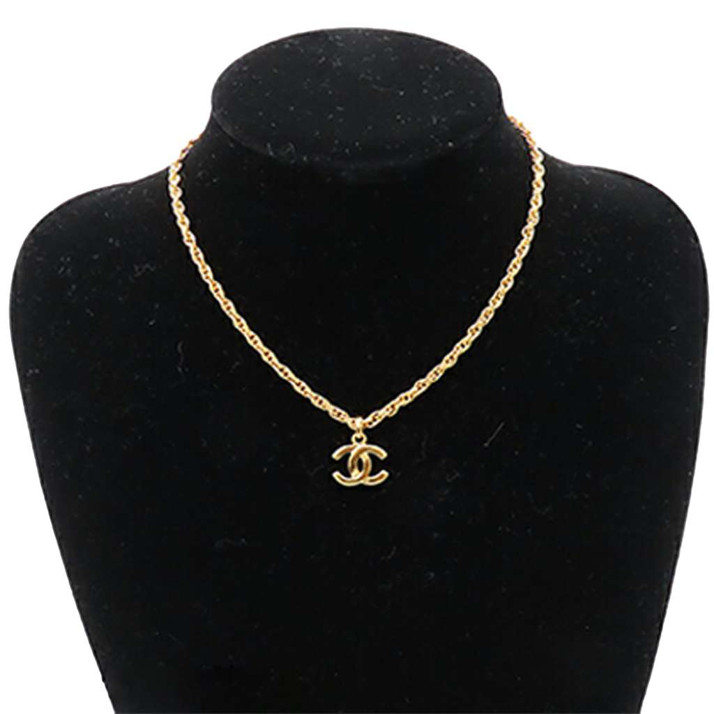 Chanel Gold Plated CC Pendant Chain Necklace - Image 11