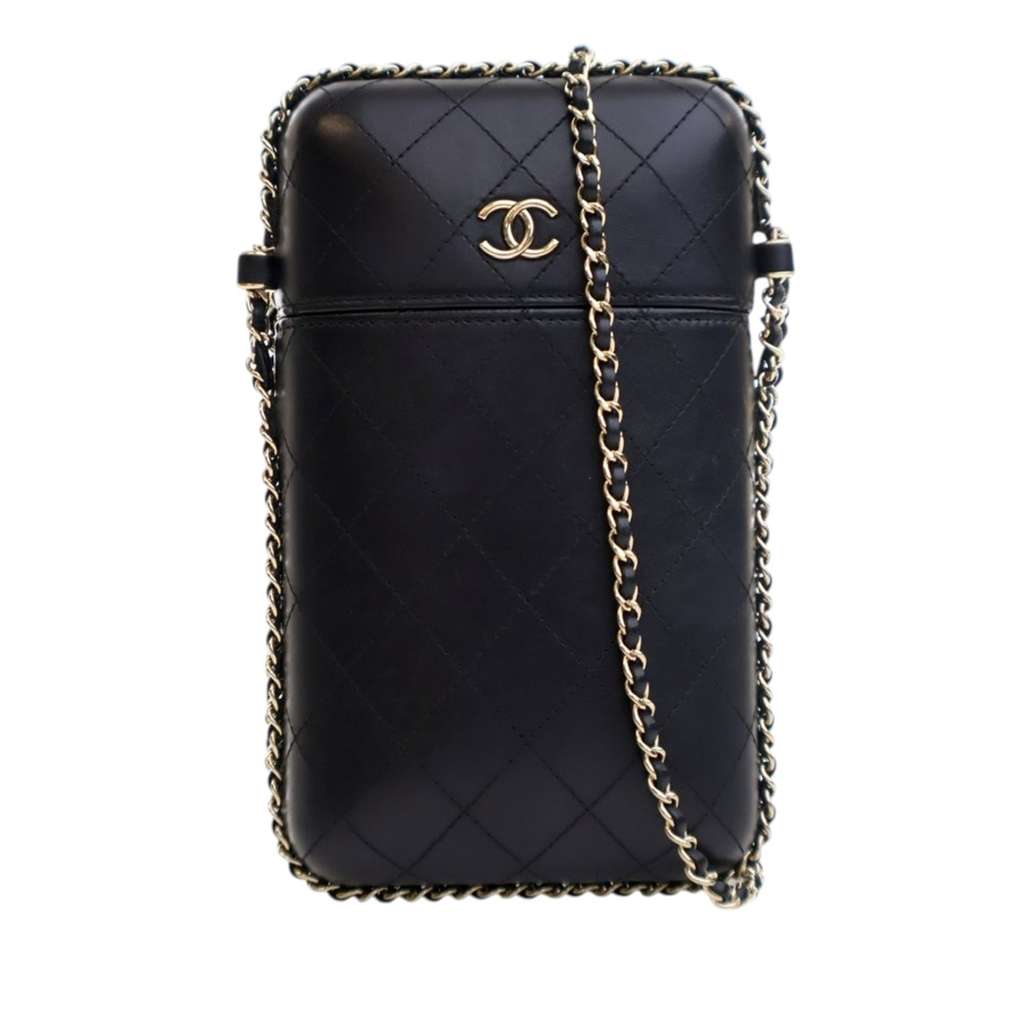 Chanel CC Quilted Lambskin Chain Around Phone Holder