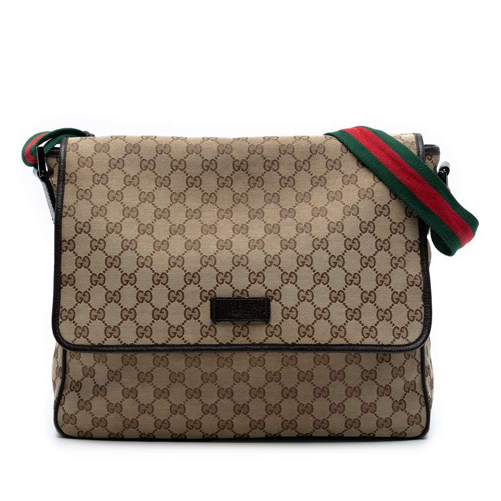 Gucci GG Canvas Web Flap Messenger Bag