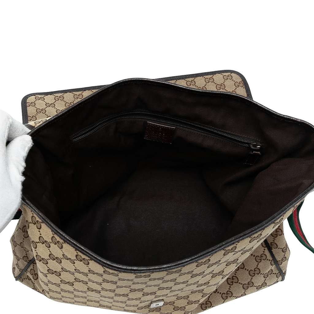 Gucci GG Canvas Web Flap Messenger Bag - 4