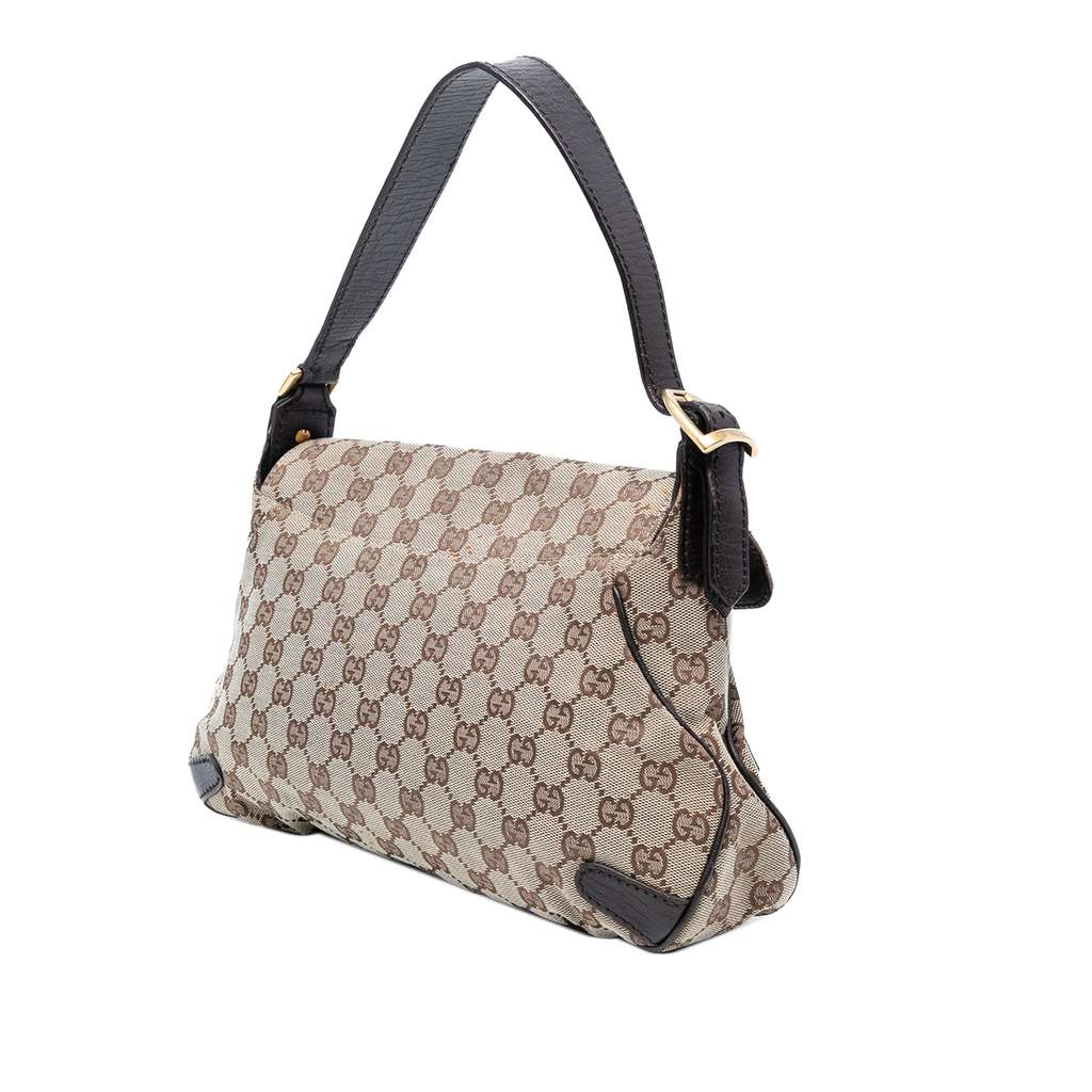 Gucci GG Canvas Horsebit Shoulder Bag - Back view