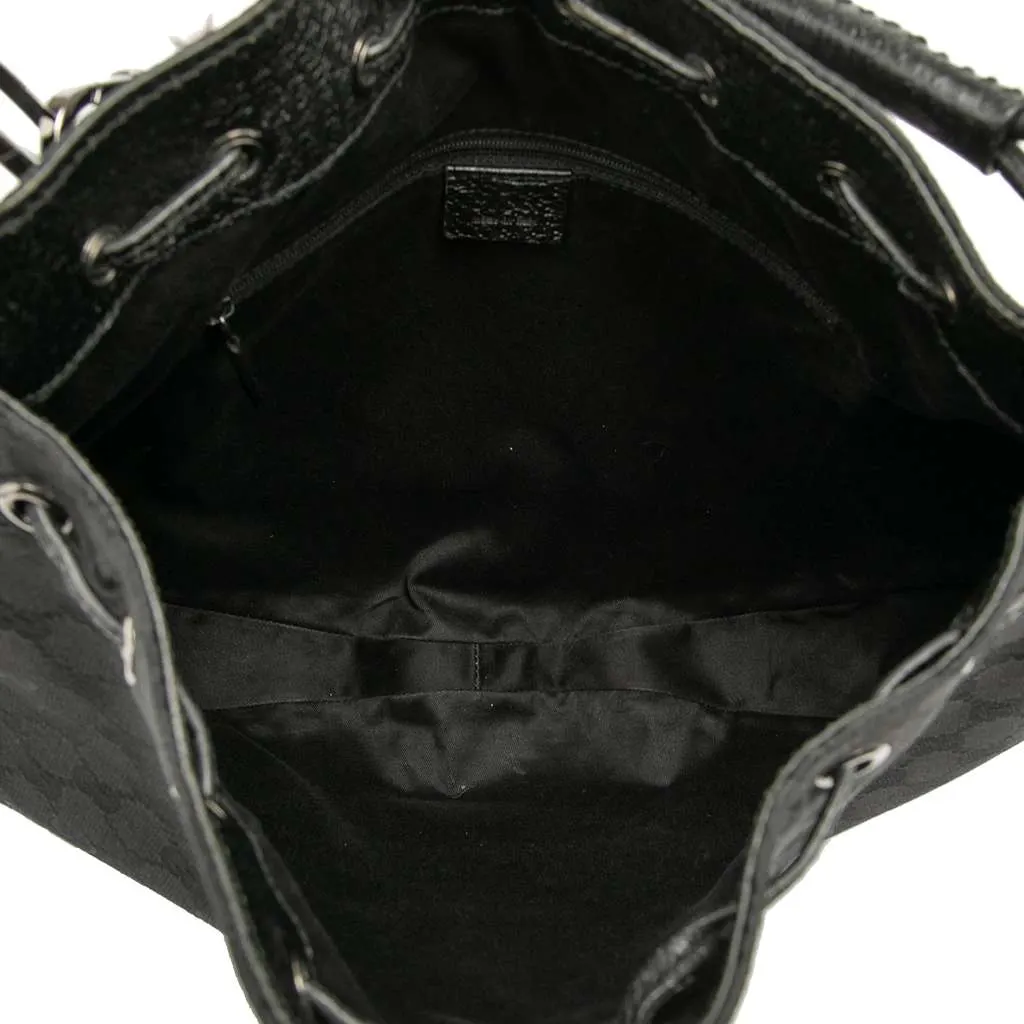 Gucci GG Canvas Drawstring Hobo Black Canvas Good - Model View