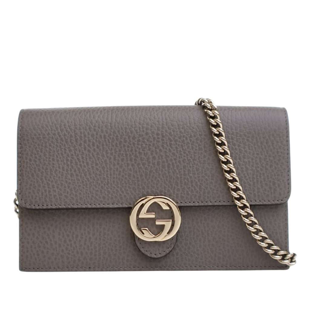 Gucci Leather Interlocking G Dollar Wallet on Chain