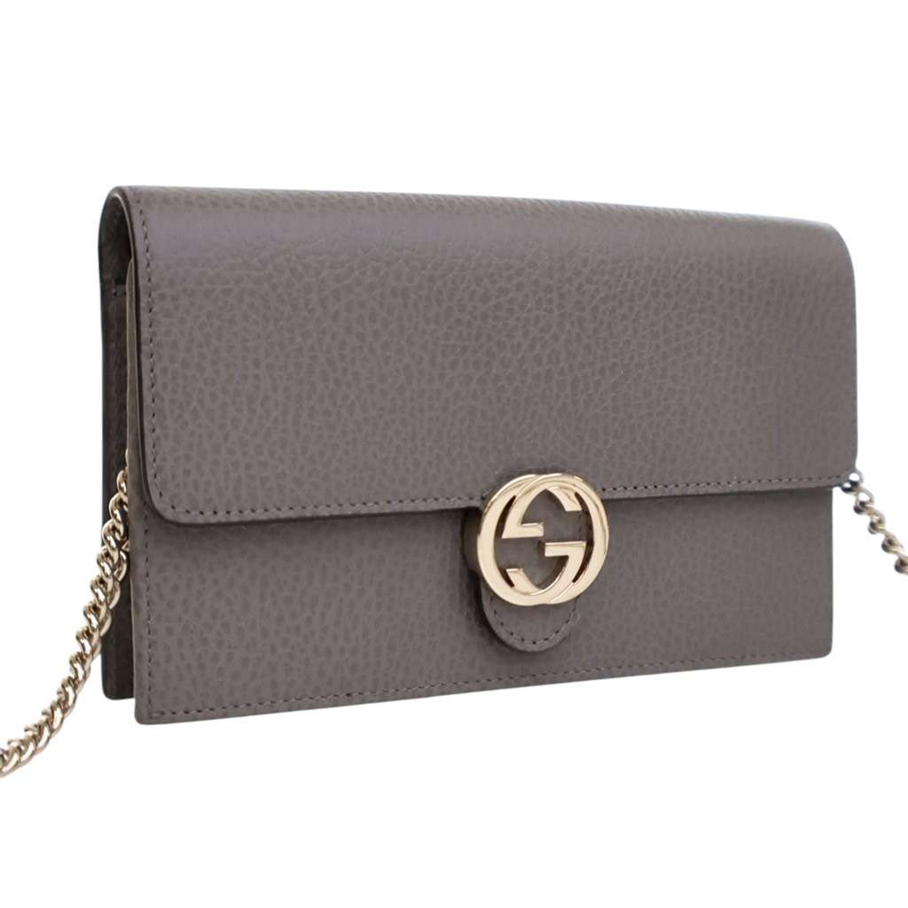 Gucci Leather Interlocking G Dollar Wallet on Chain - Back view