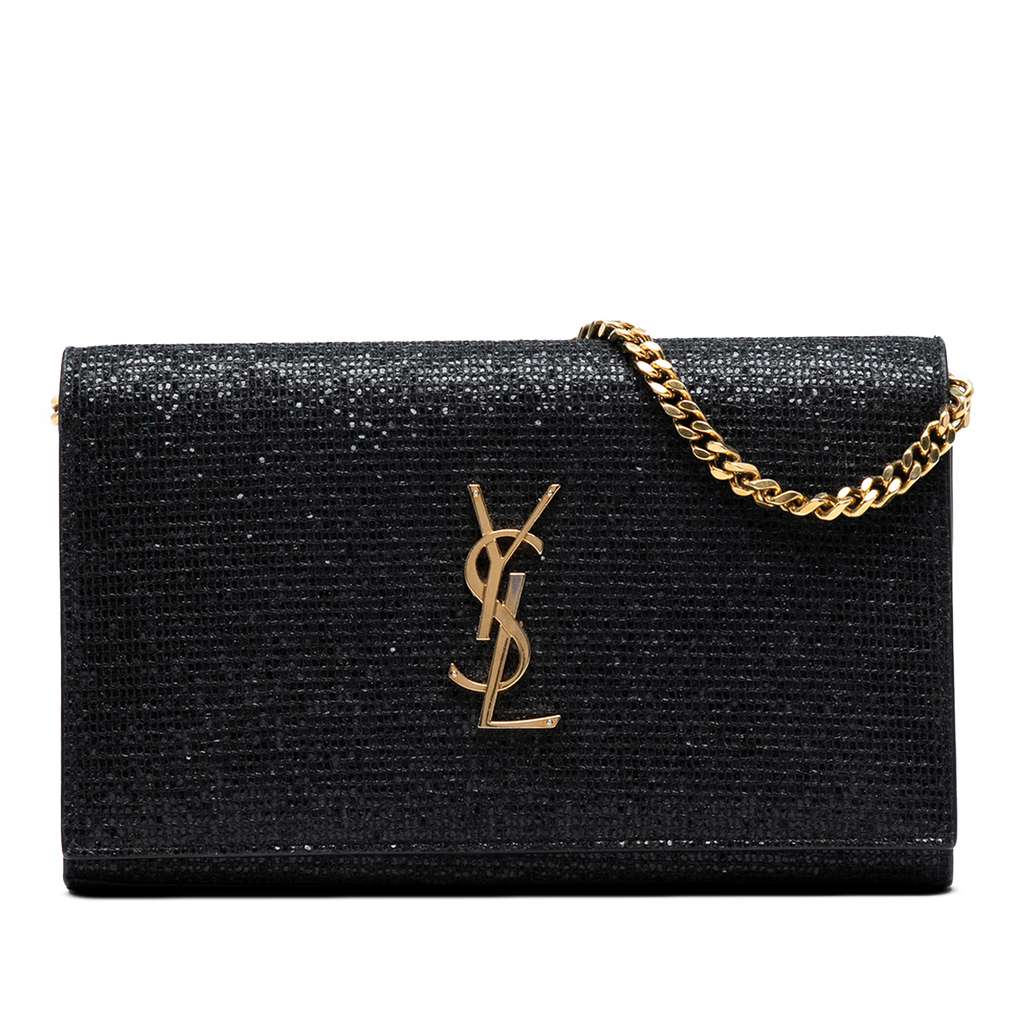 Saint Laurent Glitter Galactica Monogram Wallet on Chain