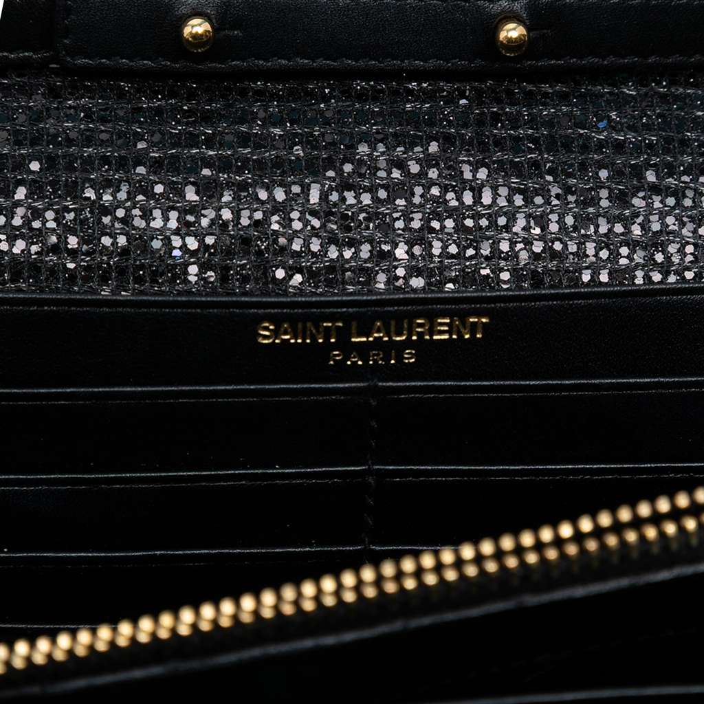 Saint Laurent Glitter Galactica Monogram Wallet on Chain - Side view