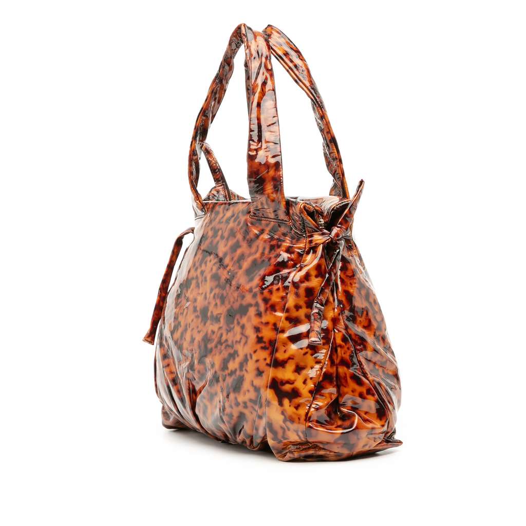 Gucci Patent Tortoise Shell Monogram Hysteria Tote - Back view