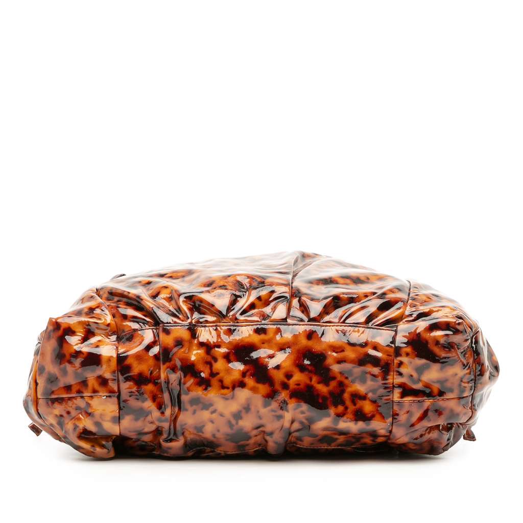 Gucci Patent Tortoise Shell Monogram Hysteria Tote - Image 6