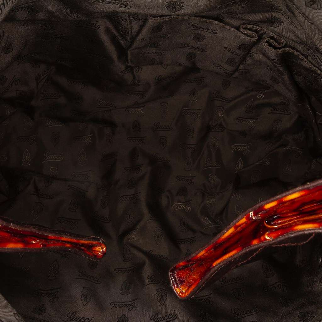 Gucci Patent Tortoise Shell Monogram Hysteria Tote - 4